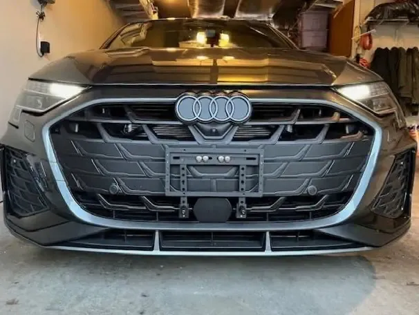 No-drill Front License Plate bracket holder mount relocator for 2026 Audi A3 no-holes grille mount