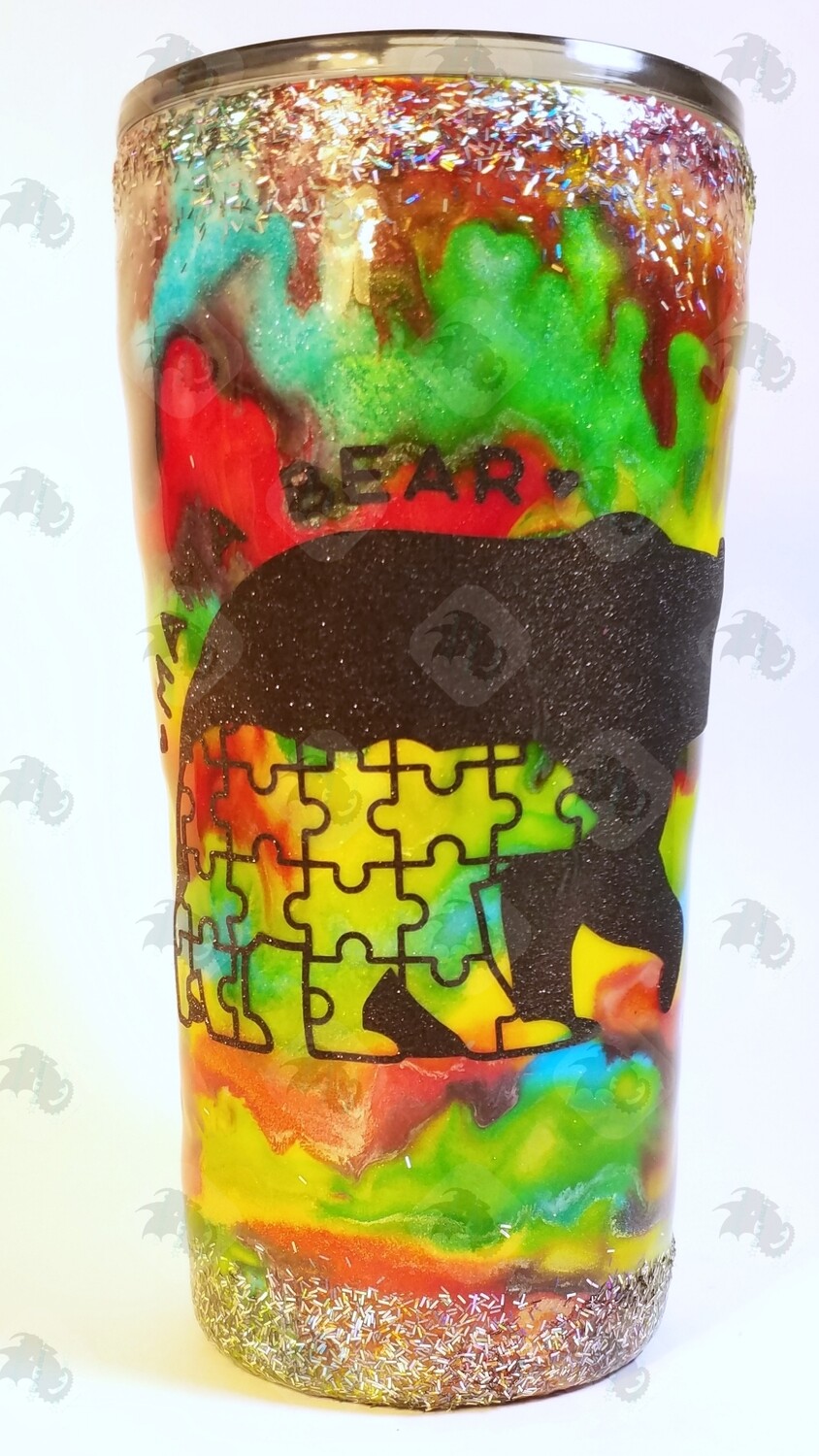 NEW! 20oz Rainbow Marble Autism Awareness Mama Bear Tumbler