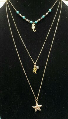 Seaside triple gold necklace set