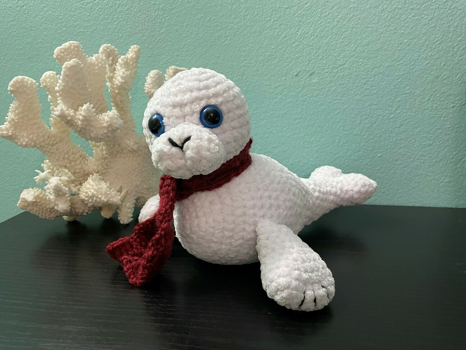 Baby winter seal crocheted stuffed animal