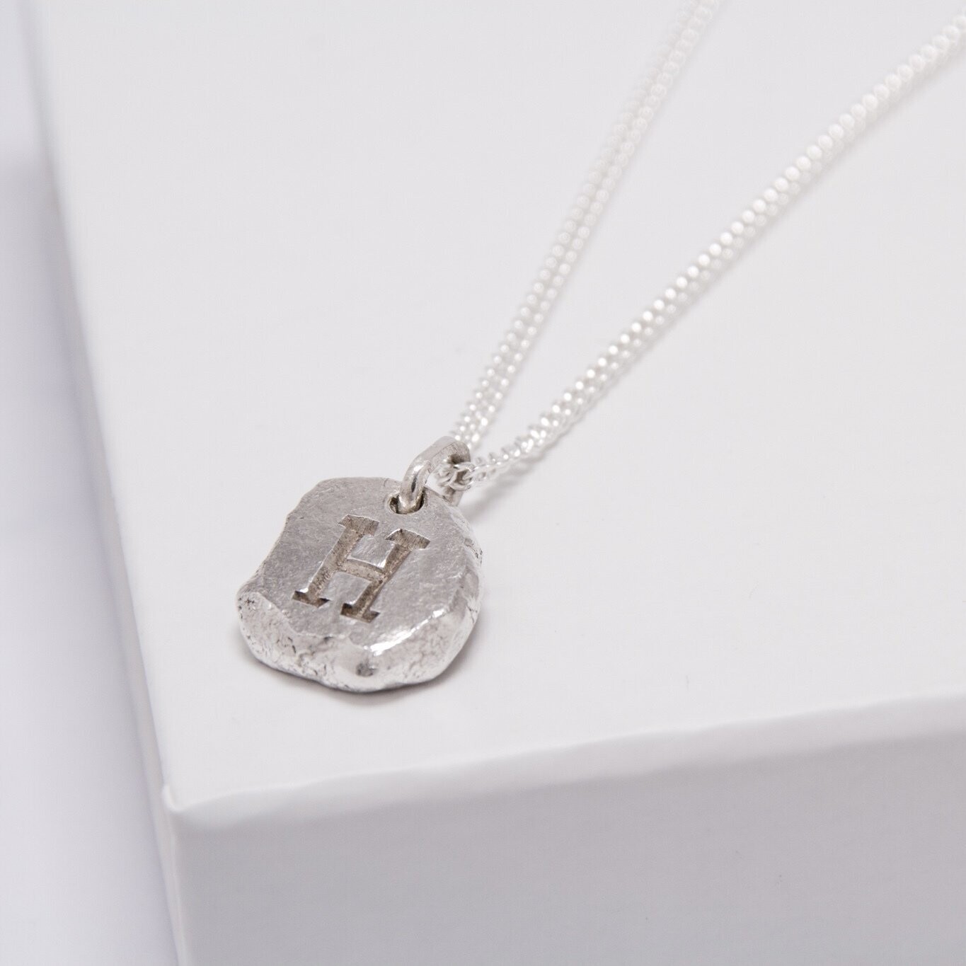 Silver Rocks Initial Pendant