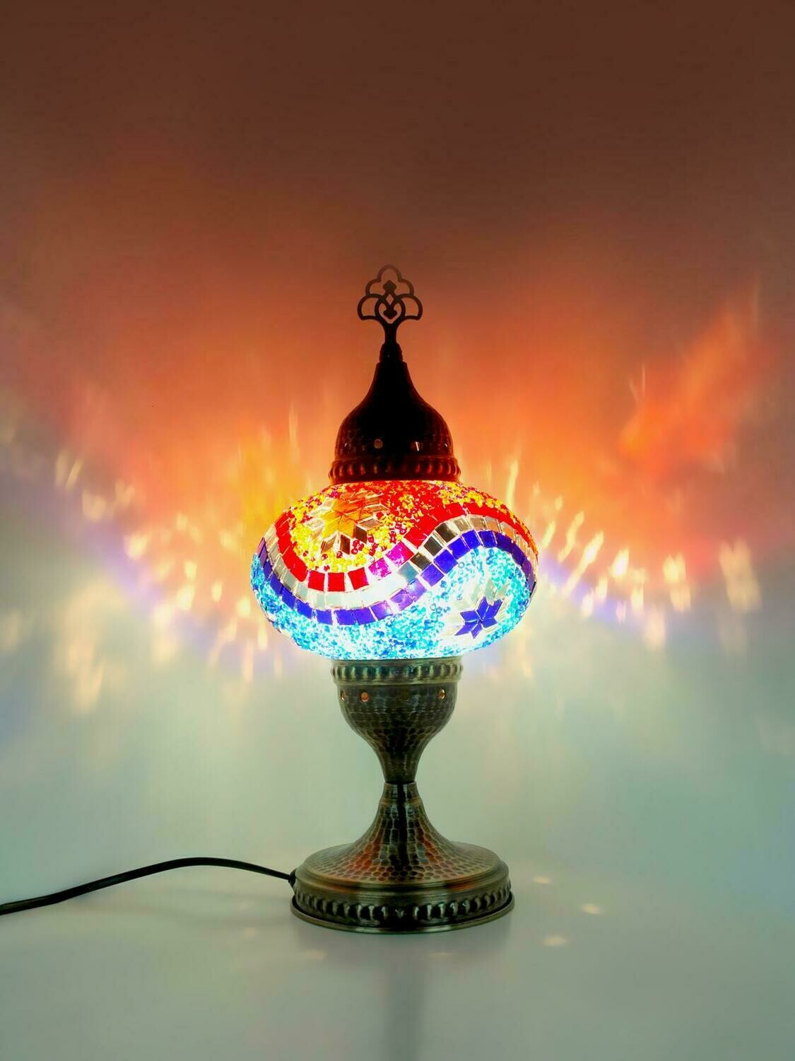 Handmade Turkish Mosaic Stained Glass Lamp | For Bedside, Table Or Desk With Options { STYLE I }