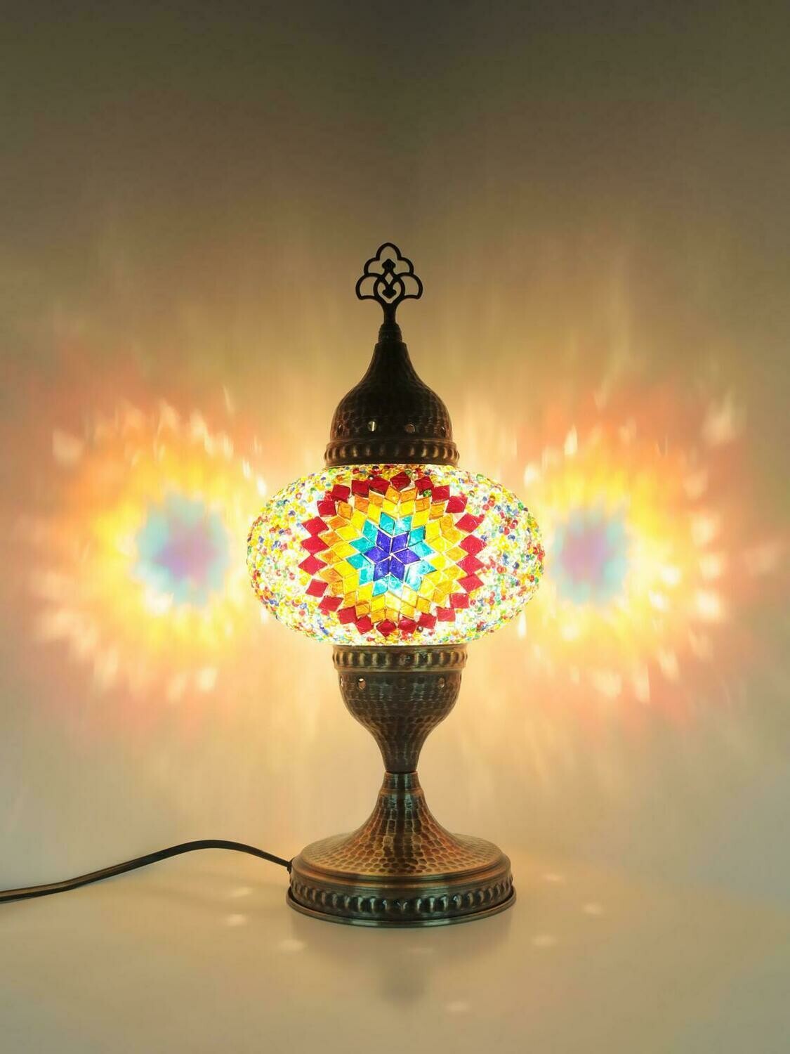 Handmade Turkish Mosaic Stained Glass Lamp | For Bedside, Table Or Desk With Options { STYLE I }