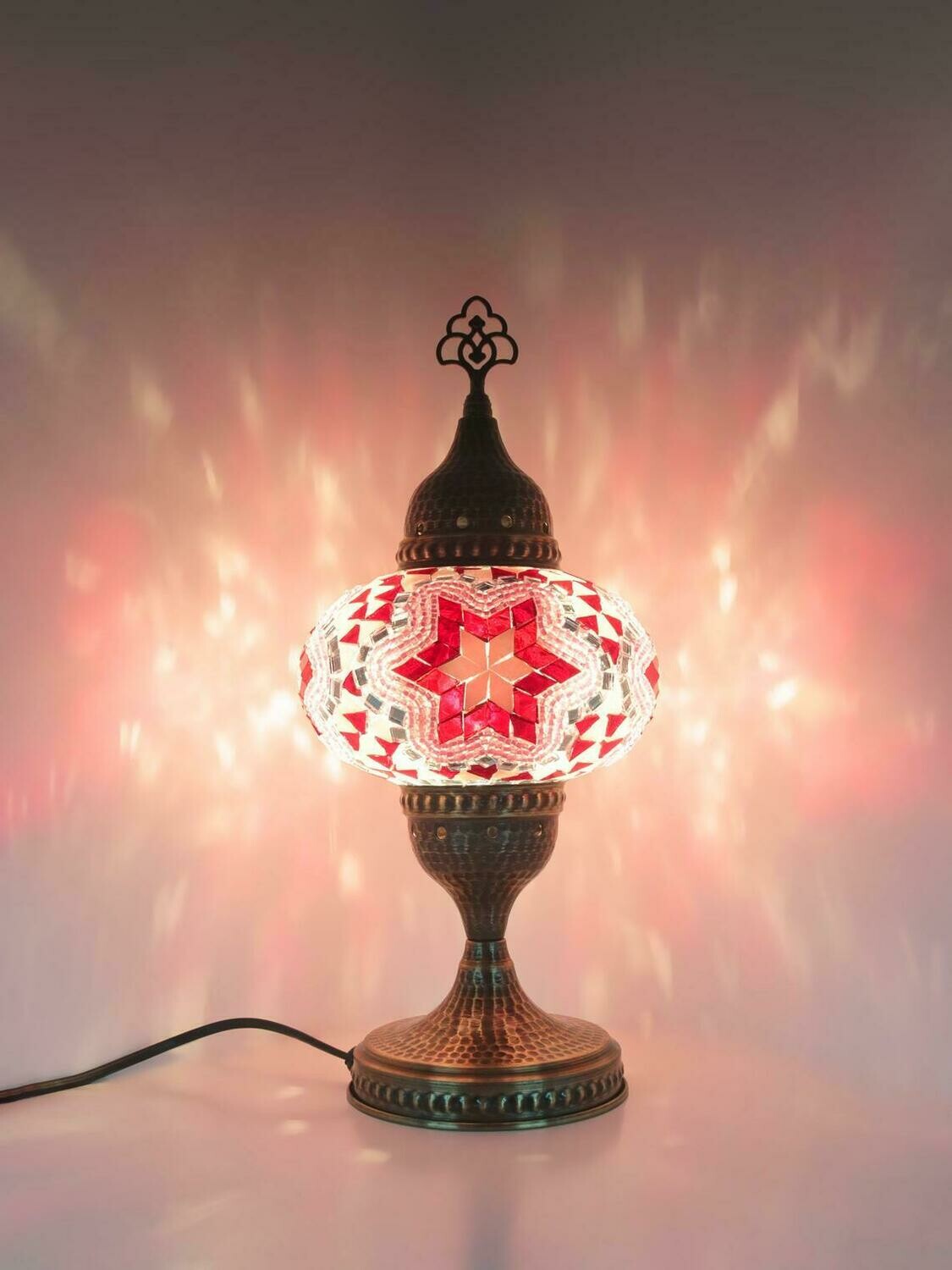 Handmade Turkish Mosaic Stained Glass Lamp | For Bedside, Table Or Desk With Options { STYLE I }