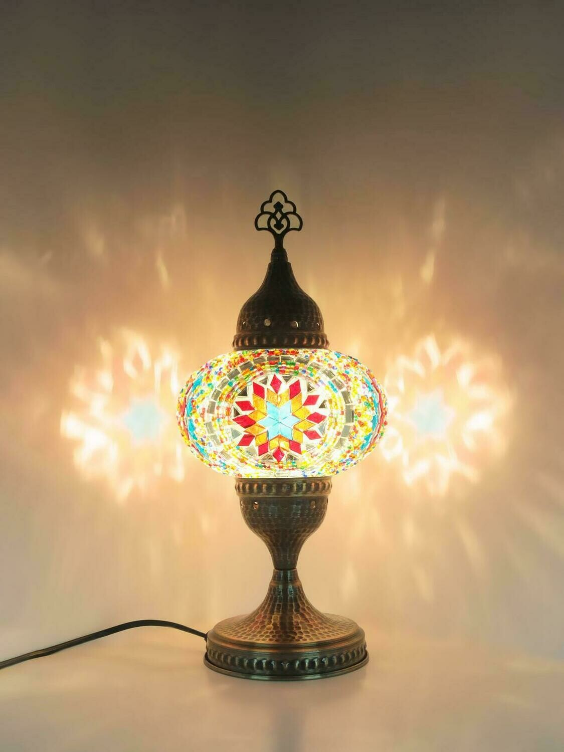 Handmade Turkish Mosaic Stained Glass Lamp | For Bedside, Table Or Desk With Options { STYLE I }