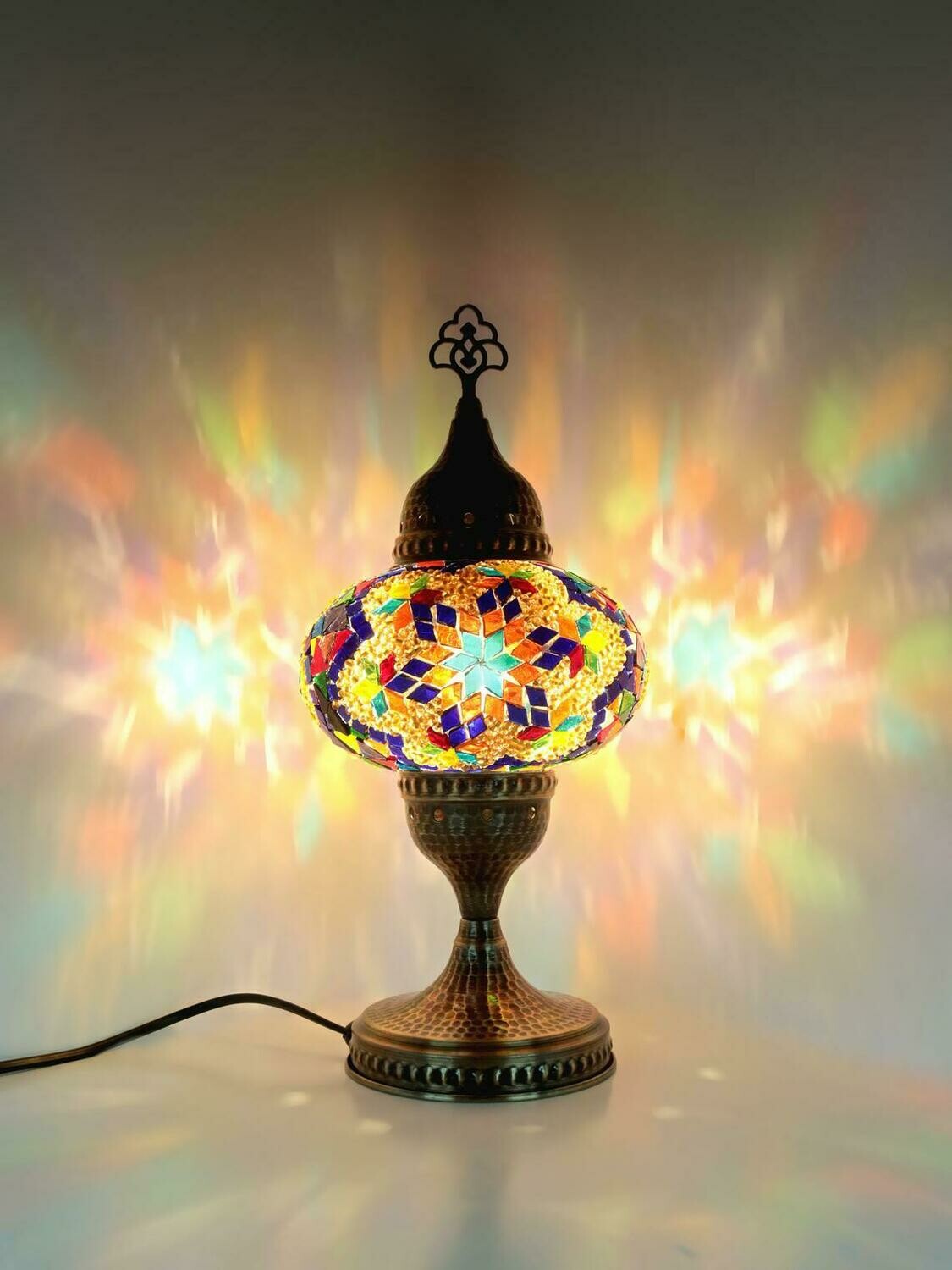 Handmade Turkish Mosaic Stained Glass Lamp | For Bedside, Table Or Desk With Options { STYLE I }