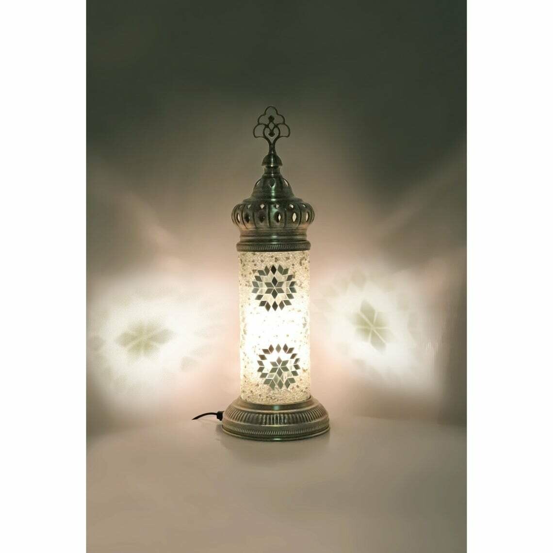 Handmade Moroccan Mosaic Stained Glass Lamp | For Bedside, Table Or Desk { STYLE III }