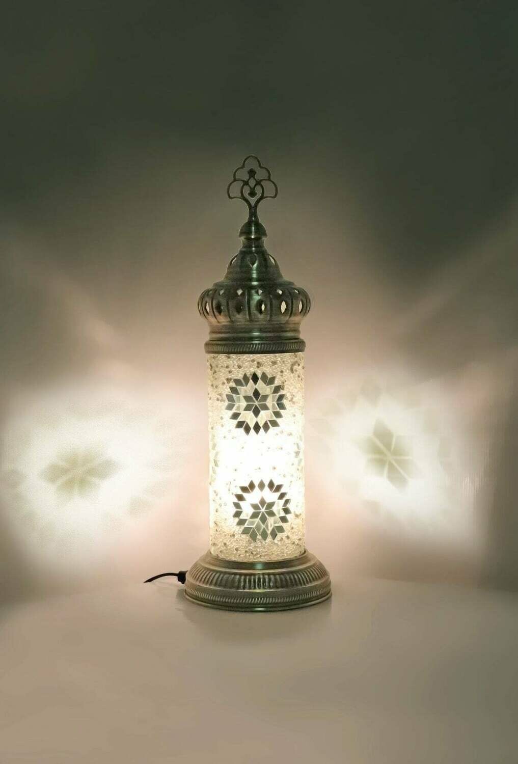 Handmade Moroccan Mosaic Stained Glass Lamp | For Bedside, Table Or Desk { STYLE III }
