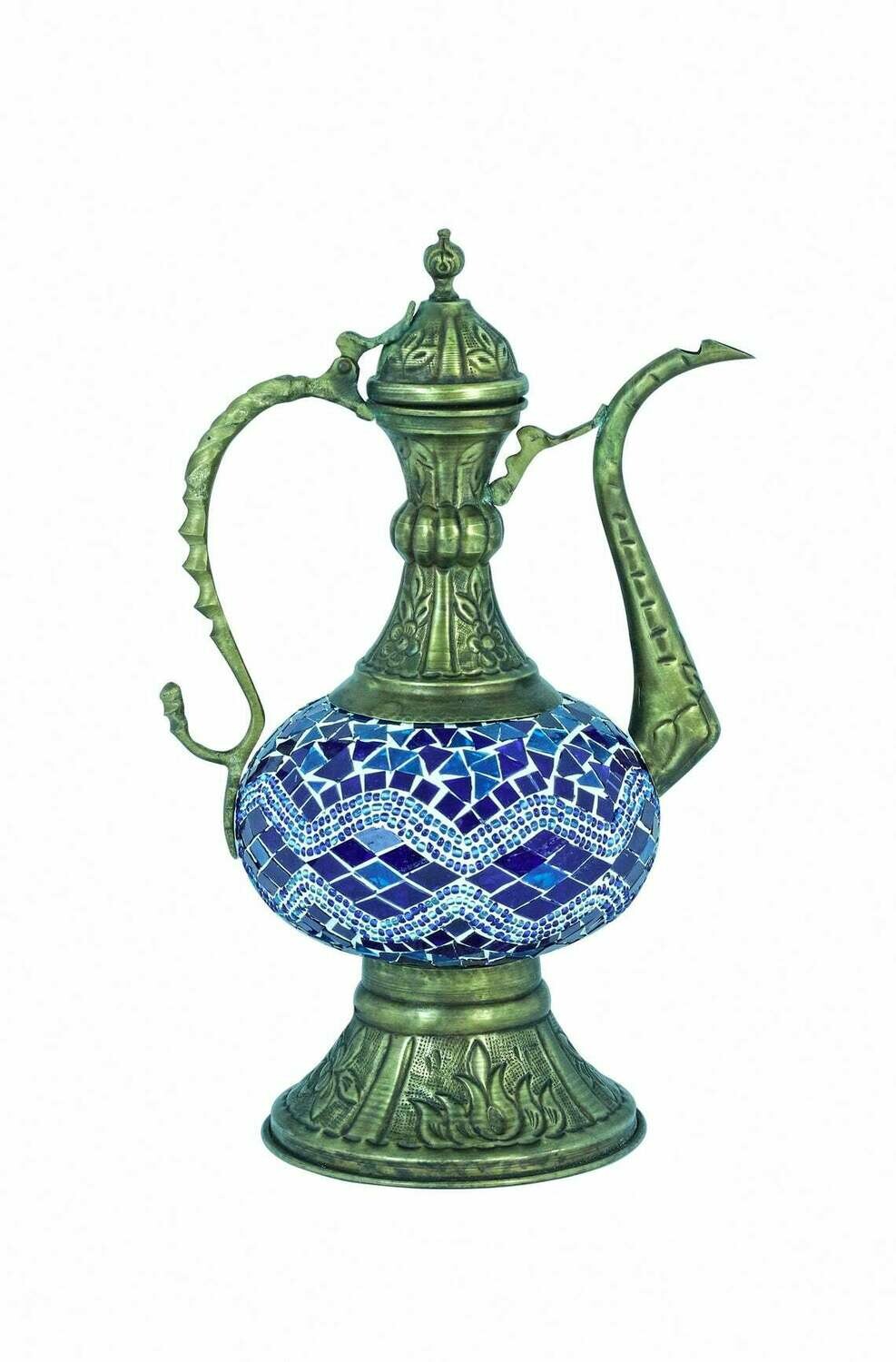 Handmade Turkish Mosaic Stained Glass Lamp | Pitcher Lamp For Bedside, Table Or Desk With Options { STYLE V }