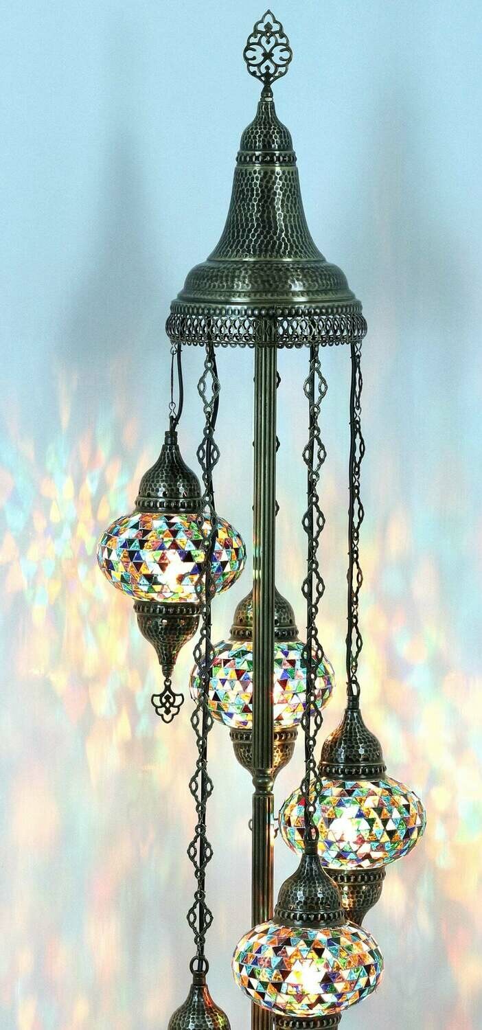 Handmade Turkish Mosaic Stained Glass Floor Lamp | Standing Floor Lamp With Options { STYLE I }