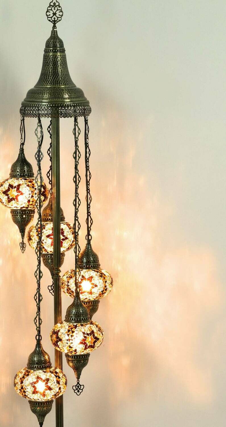 Handmade Turkish Mosaic Stained Glass Floor Lamp | Standing Floor Lamp With Options { STYLE I }