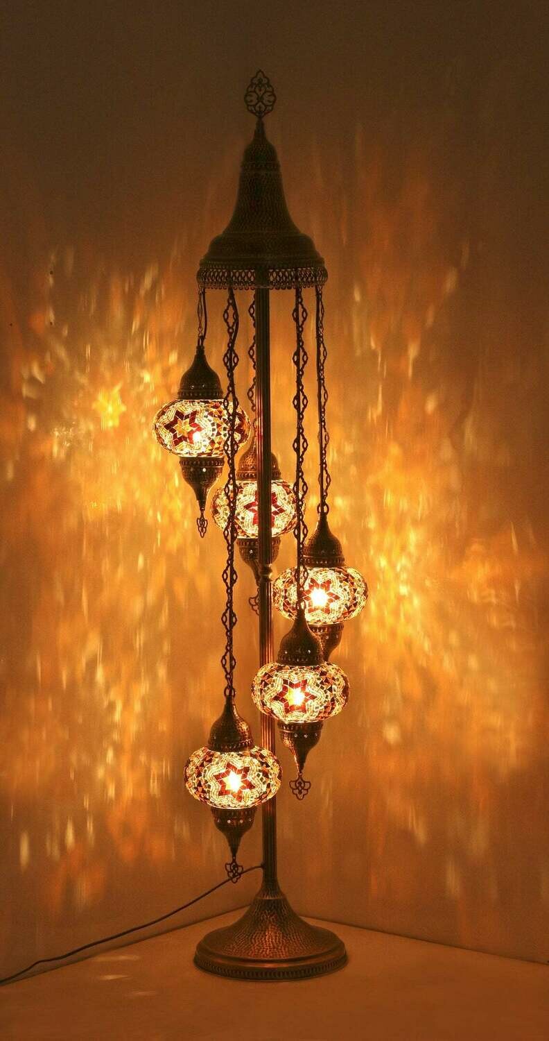 Handmade Turkish Mosaic Stained Glass Floor Lamp | Standing Floor Lamp With Options { STYLE I }