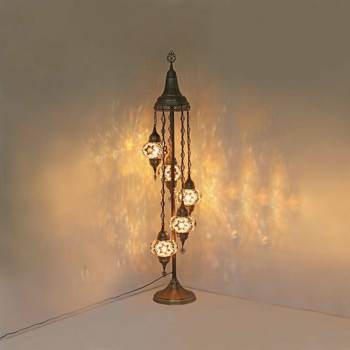 Handmade Turkish Mosaic Stained Glass Floor Lamp | Standing Floor Lamp With Options { STYLE I }