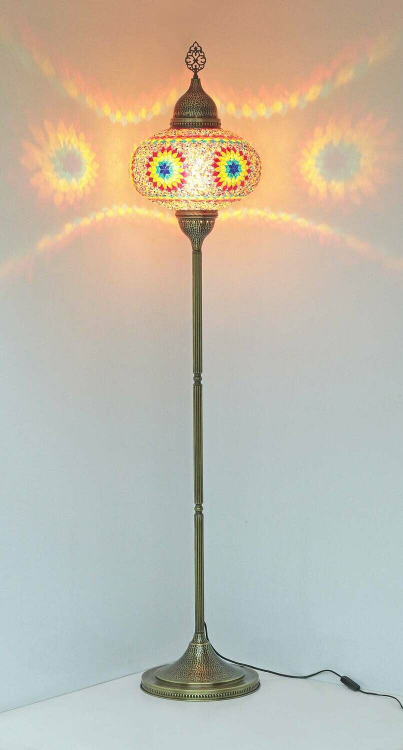 Handmade Turkish Mosaic Stained Glass Floor Lamp | Standing Floor Lamp With Options { STYLE III }