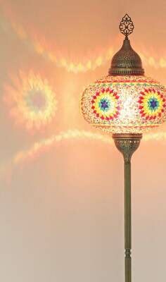 Handmade Turkish Mosaic Stained Glass Floor Lamp | Standing Floor Lamp With Options { STYLE III }