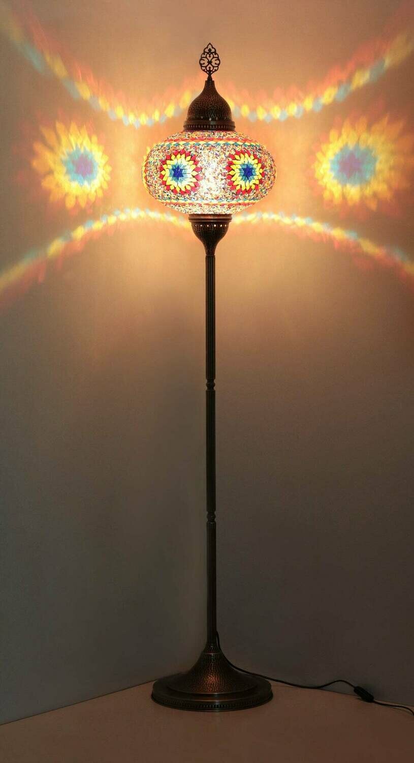 Handmade Turkish Mosaic Stained Glass Floor Lamp | Standing Floor Lamp With Options { STYLE III }