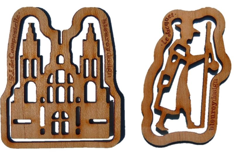 Set van 2 houten boekenleggers