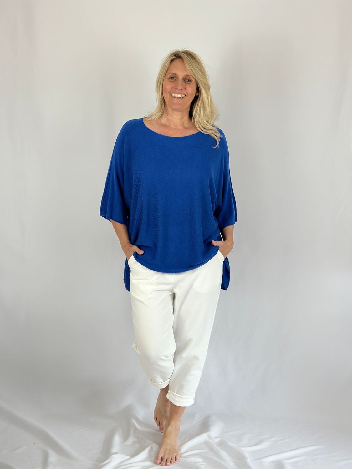 Lässiger Sommerpulli, royalblau