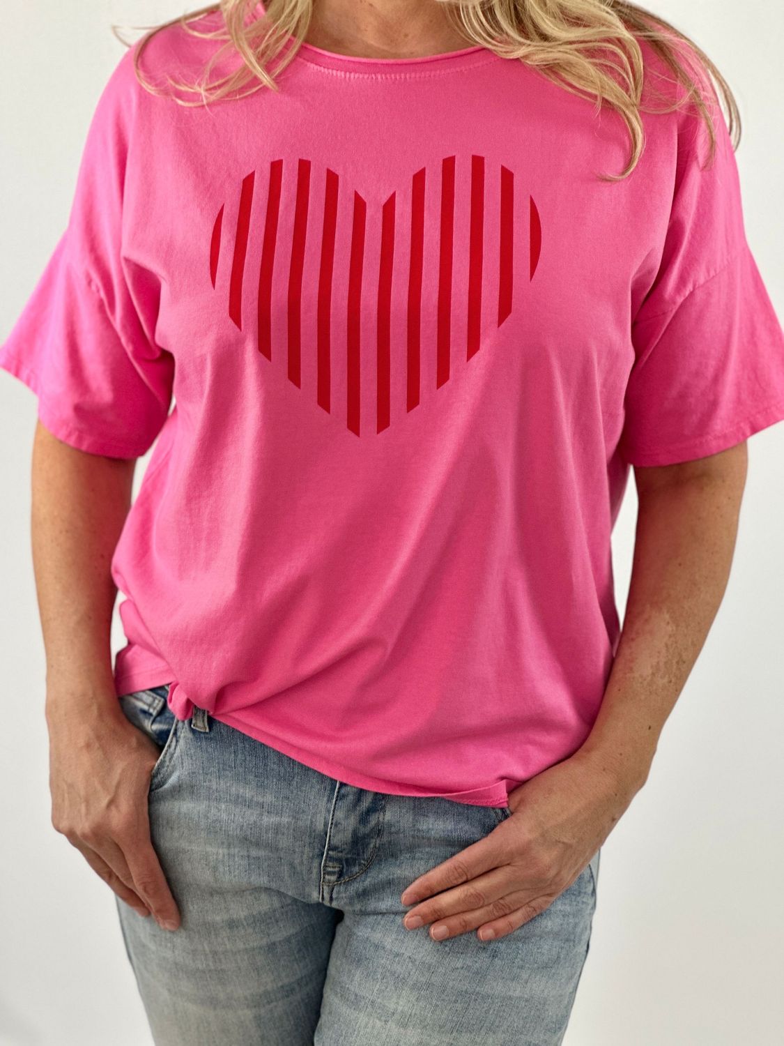 T-Shirt mit Herz Aufdruck, pink