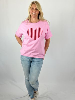 T-Shirt mit Herz Aufdruck, rosa