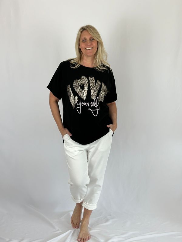 T-Shirt T-Shirt "Love Leo", schwarz