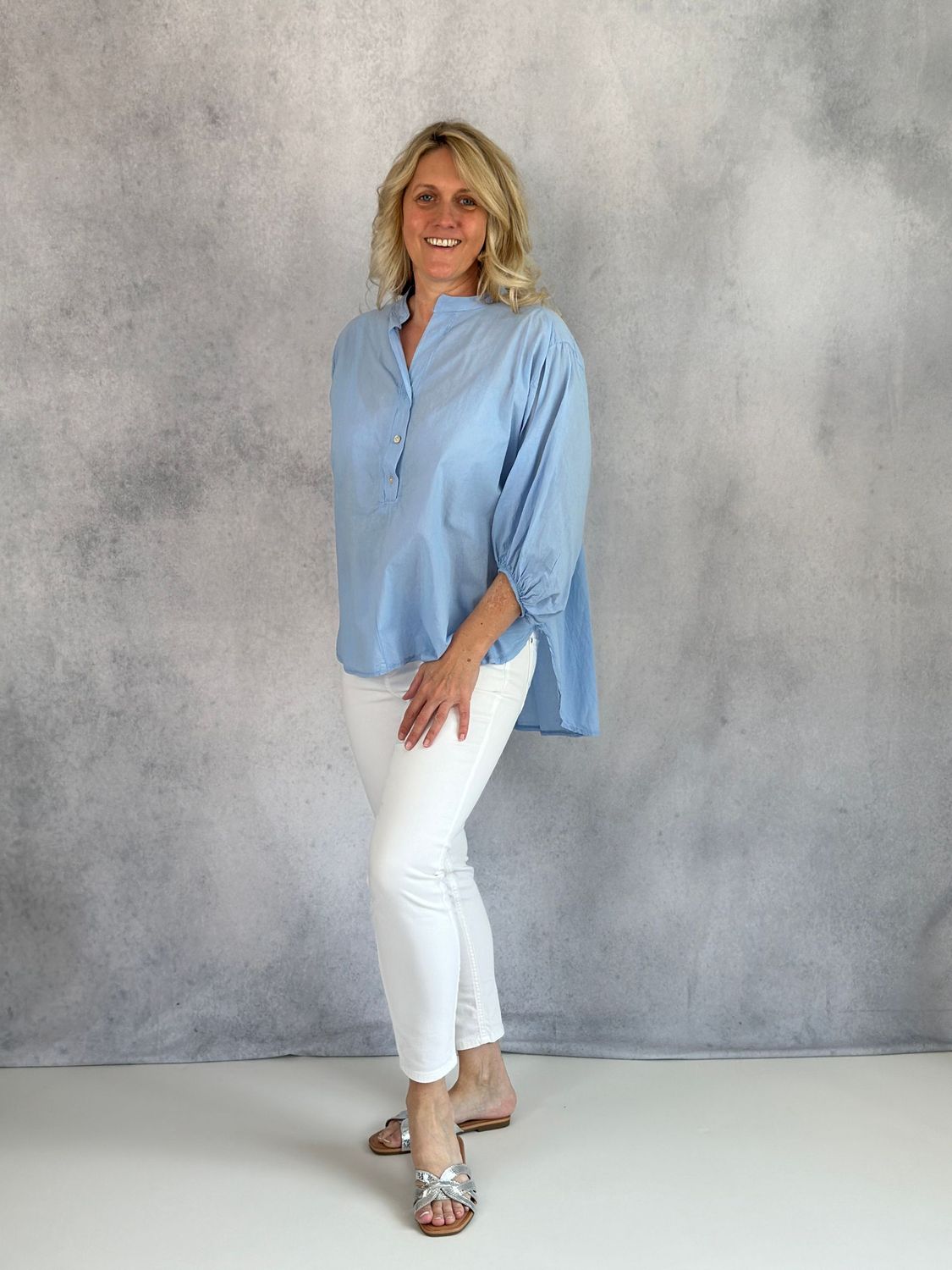 Tunika Bluse in uni, hellblau