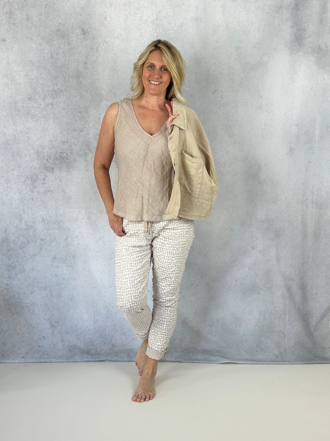 Leinentop, beige