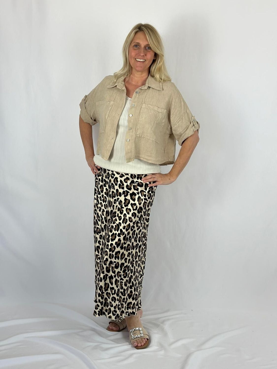 Langer Rock mit Leo-Print