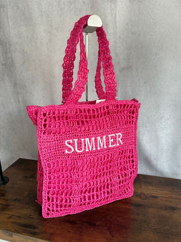 Shopper aus Bast „Summer“, pink