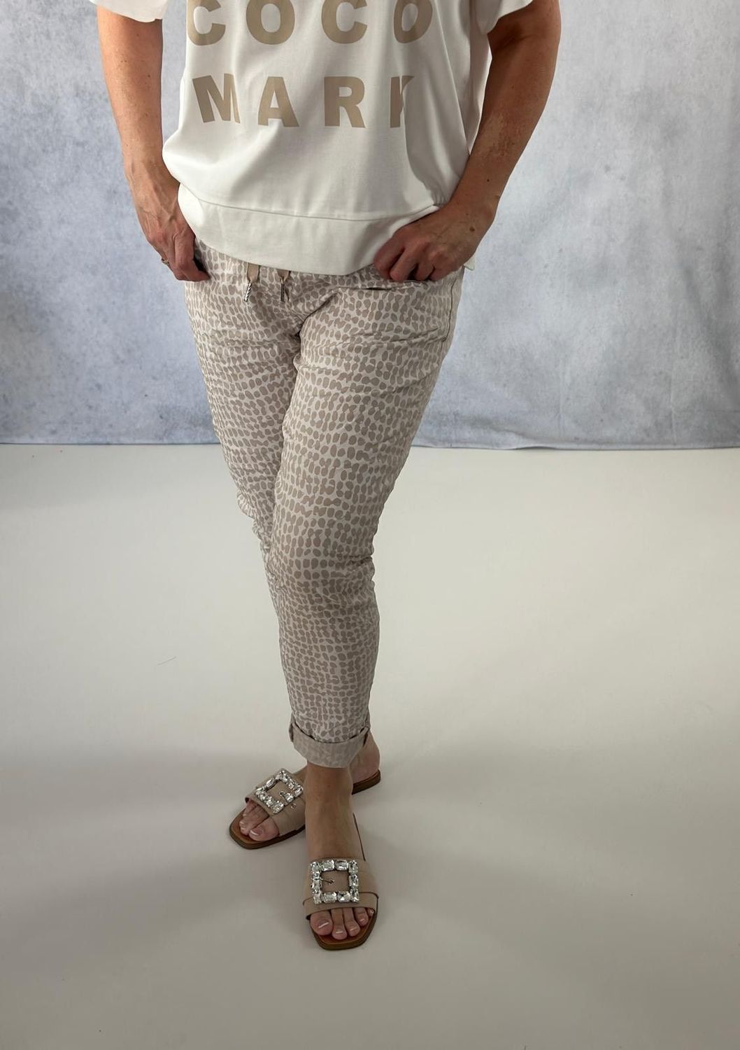 Jogpants gemustert, beige