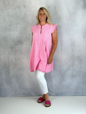 Musselinekleid mit Herzen, rosa Musselinekleid mit Herzen, rosa