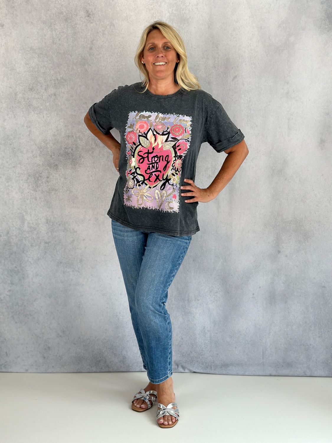 T-Shirt "Strong and sexy", anthrazit