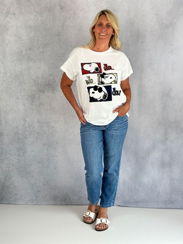 T-Shirt T-Shirt "Snoopy Good Bad", weiß