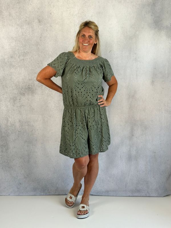 Kurzer Jumpsuit, khaki