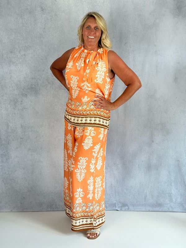 Blusen-Top Rio, orange-beige-braun Blusen-Top Rio, orange-beige-braun