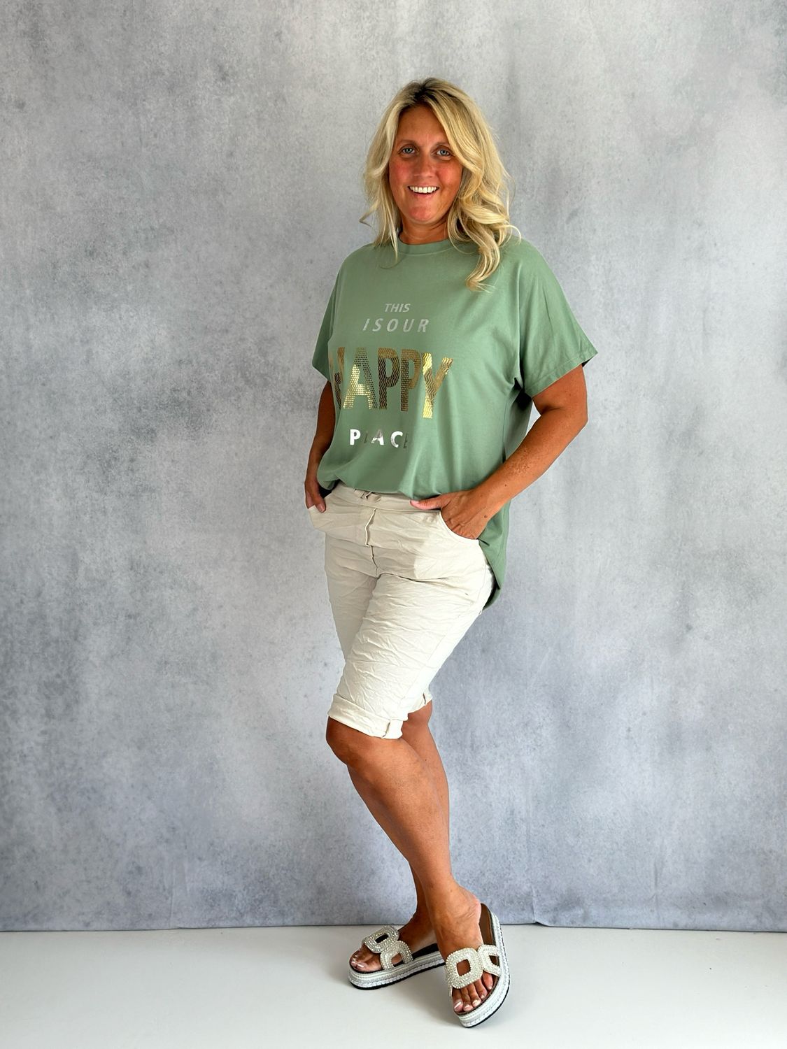 T-Shirt HAPPY PLACE, khaki