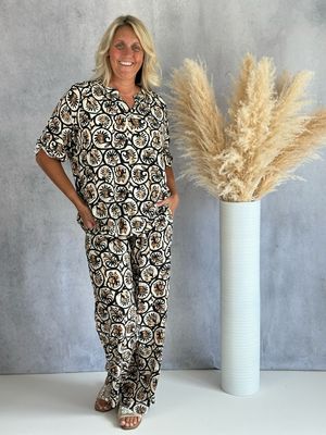 Leichte Hose Helena, creme-schwarz Leichte Hose Helena, creme-schwarz