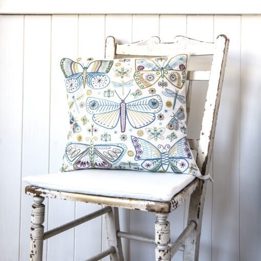 Embroidered Butterfly cushion