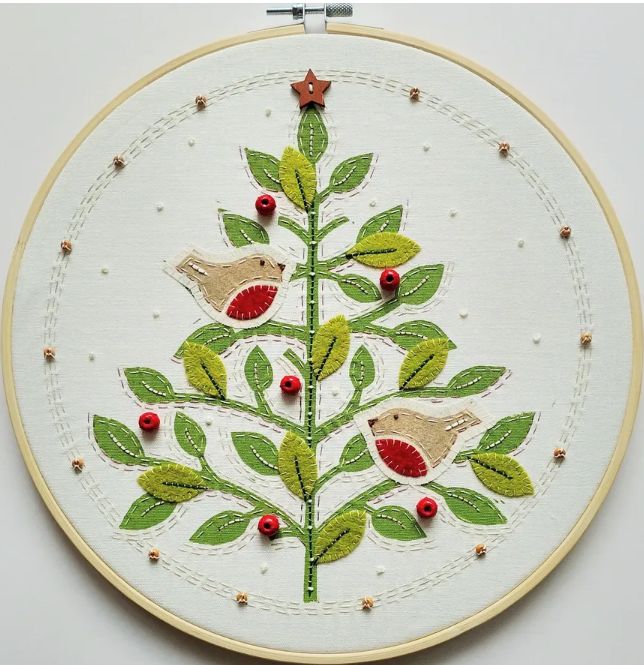 Leafy Christmas Trees & Robins