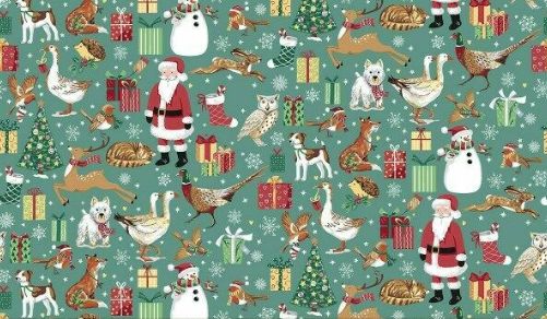 Makower Country Christmas Friends Teal