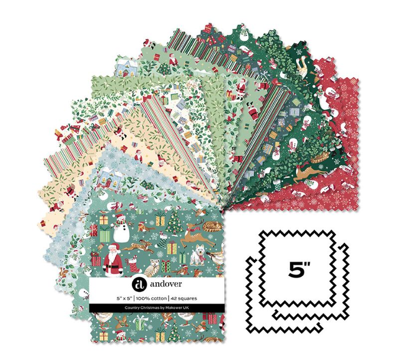 Makower Country Christmas - 5 Inch Squares - 42 Cuts Each