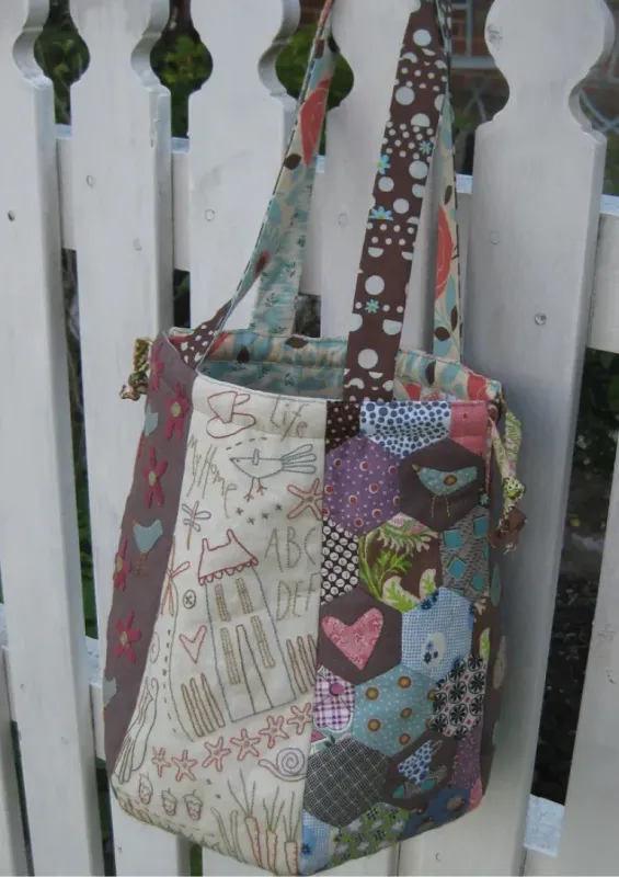 Hatched and Patched Home Sewn Sampler Bag by Anni Downs