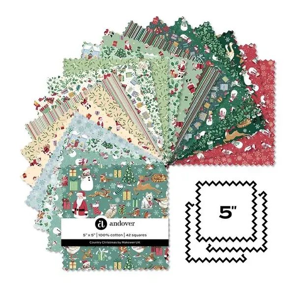 Makower Country Christmas 5" Squares