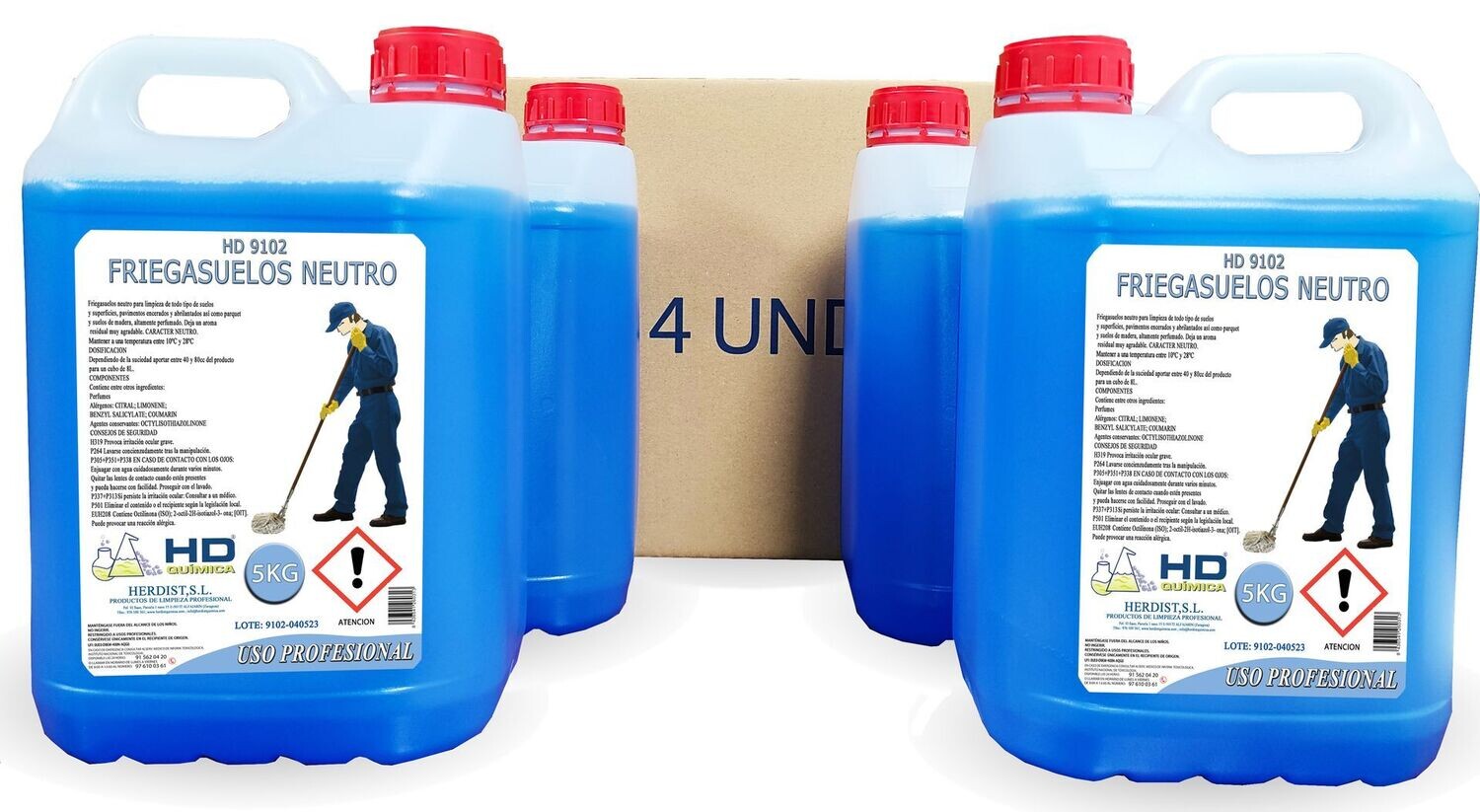 Fregasuelos neutro, caja de 4 garrafas 9102 (20kg)
