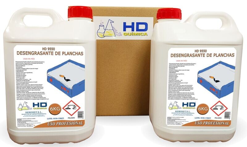 Desengrasante para planchas, caja de 2 garrafas 9550 (12kg)