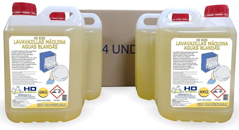 Lavavajillas para máquinas aguas blandas, caja de 4 garrafas 9225 (24kg)