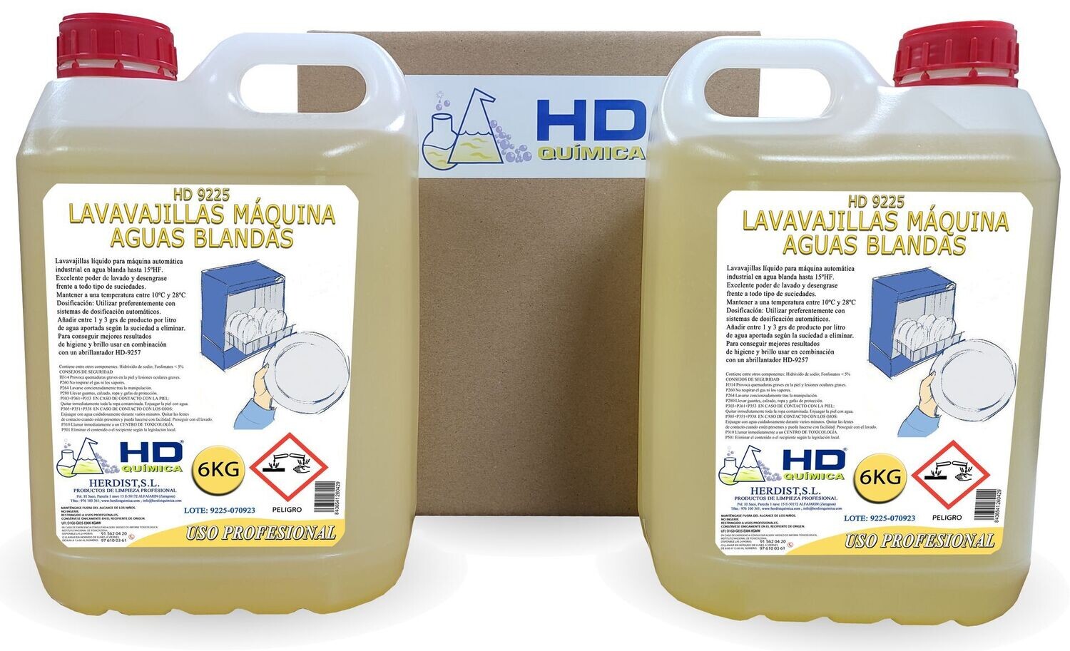 Lavavajillas para máquinas aguas blandas, caja de 2 garrafas 9225 (12kg)