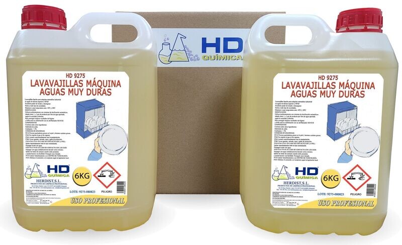 Lavavajillas máquinas aguas muy duras, caja de 2 garrafas 9275 (12kg)