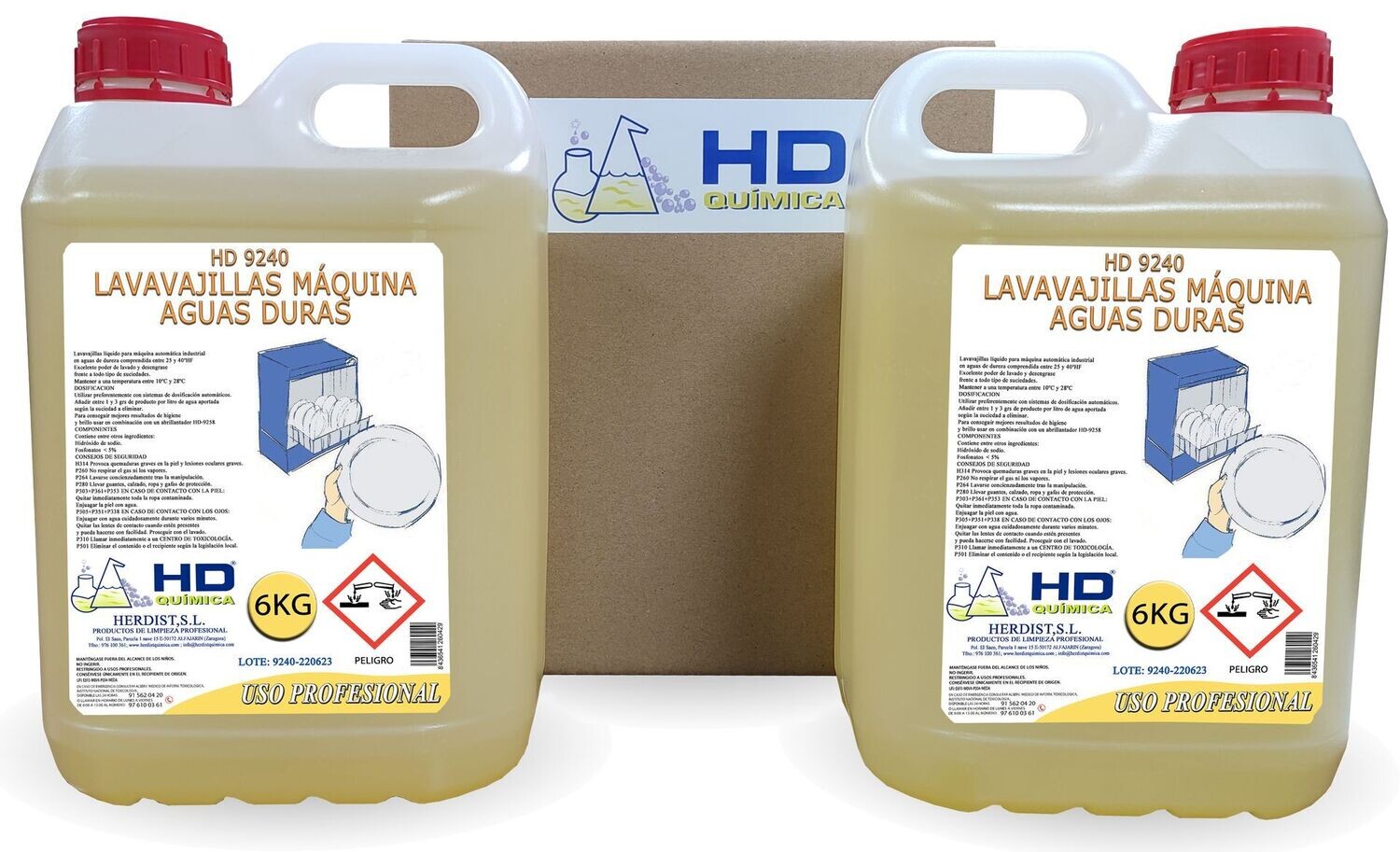 Lavavajillas para máquinas aguas duras, caja de 2 garrafas 9240 (12kg)