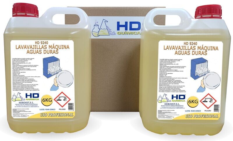 Lavavajillas para máquinas aguas duras, caja de 2 garrafas 9240 (12kg)